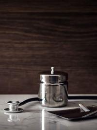 Chinese metal jar with candle holder & tray
