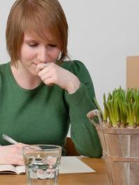 Homeopathy student Rachel studying at desk